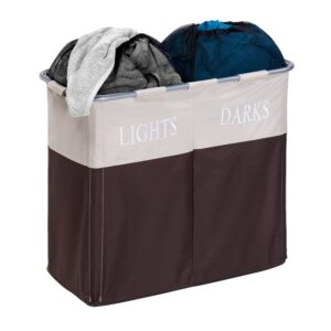 Dual Compartment Laundry Hamper - Brown and Taupe