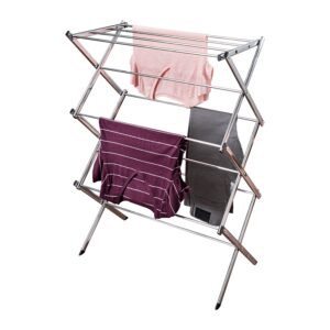 Foldable Commercial Folding Accordion Clothes Drying Rack - Chrome
