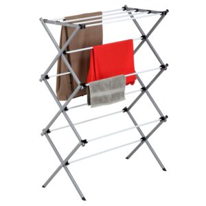 Foldable 3-Tier Accordion Clothes Drying Rack - Gray