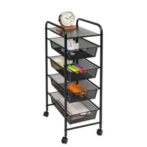 4-Drawer Mesh Rolling Storage Cart - Black