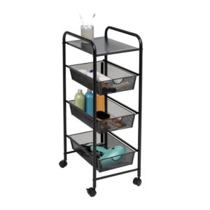 Metal Mesh 3-Drawer Storage Cart - Black
