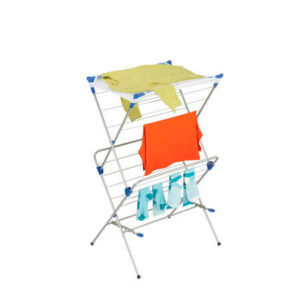 2-Tier Foldable Clothes Drying Rack with Mesh Top - Chrome
