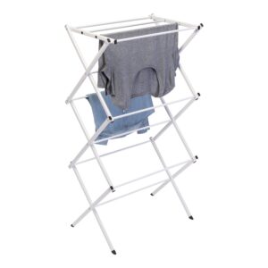 Foldable 3-Tier Compact Folding Accordion Clothes Drying Rack - White