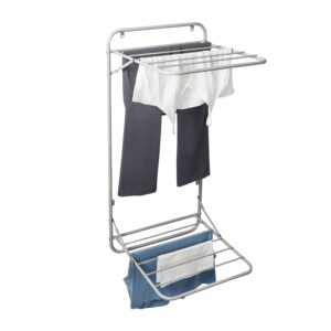 Foldable Over-the-Door and Wall-Mount 2-Tier Folding Clothes Drying Rack - Gray