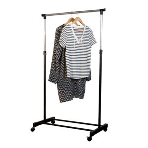 Mobile Adjustable-Height Garment Rack - Black