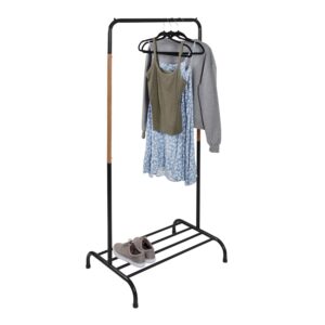 Garment Rack with Shoe Shelf - Black and Natural