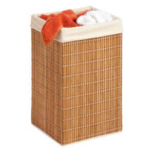 Natural Bamboo Square Wicker Laundry Hamper with Bag