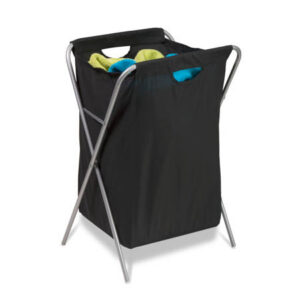 X-Frame Folding Laundry Hamper - Black and Silver