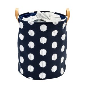 Polka Dot Canvas Laundry Hamper - Navy and White