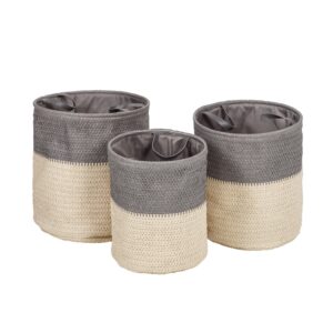Nesting Laundry Baskets with Handles (Set of 3) - Gray and Natural