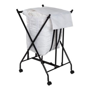 No-Bend Rolling Laundry Hamper - Black and White