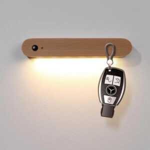 Magnetic Wooden Key Holder with Sensor Night Light