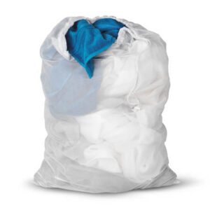 Mesh Laundry Bag with Drawstring - White