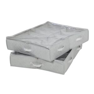 2-Pack Under-Bed Shoe Storage Organizer Bag with Window and Handle, Gray