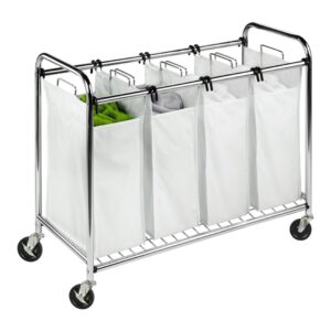 4-Bag Rolling Laundry Sorter - White and Chrome