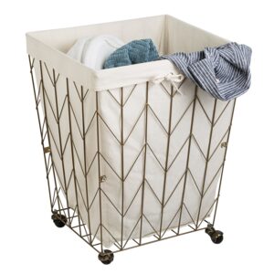 Chevron Wire Rolling Laundry Hamper with Canvas Liner - Bronze