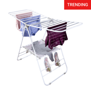 Heavy-Duty Foldable Gullwing Laundry Clothes Drying Rack - White